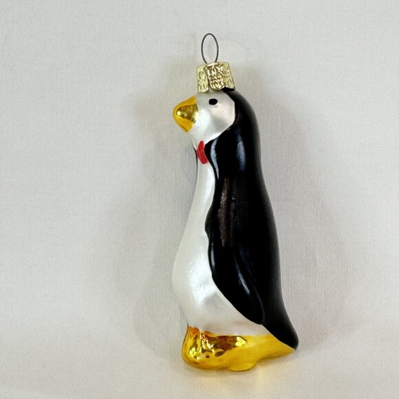 Vintage Penguin Bird With Red Bow Tie Christmas Tree Ornament 3.5" - Picture 2 of 3